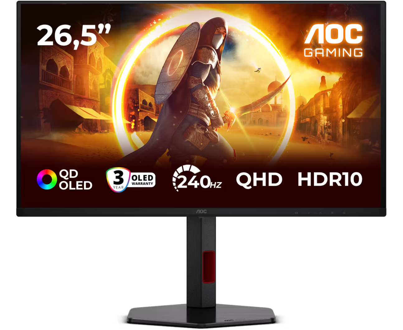 Монитор AOC Q27 G4 ZDR, 16:9, QD-OLED, QHD, 0,03ms, 400cd, 240 Hz, HDMI, DP, USB, HAS