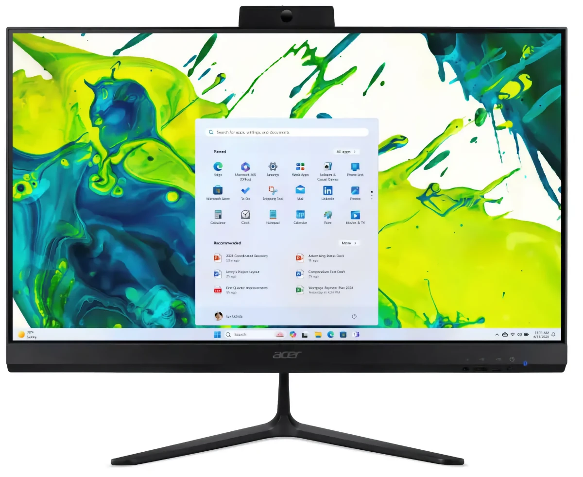 Моноблок Acer Aspire C27 B-GARL (DQ.BT2 CD.001) Full HD Core Ultra 7 255 U (1.7) 16 Gb SSD512 Gb Graphics Eshell Gbit Eth Wi Fi BT клавиатура мышь Cam черный