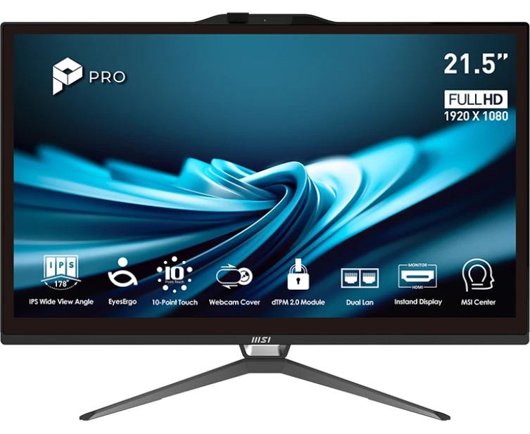 Моноблок MSI Pro AP222 T 14 MA-642 XRU (9 S6-AC0151-642) Full HD Touch i5 14400 (2.5) 16 Gb SSD512 Gb UHDG 730 CR NoОС 2x Gbit Eth Wi Fi 120 W клав/мышь Cam чер