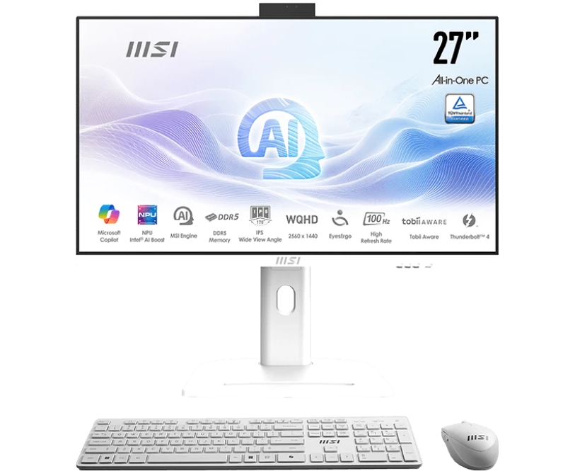 Моноблок MSI Modern AM273 QP AI 1 UM-095 XRU (9 S6-AF0112-294) 27" WQHD Core Ultra 7 155 H (1.4) 16 Gb SSD1 Tb Graphics CR без ОС клавиатура мышь Cam