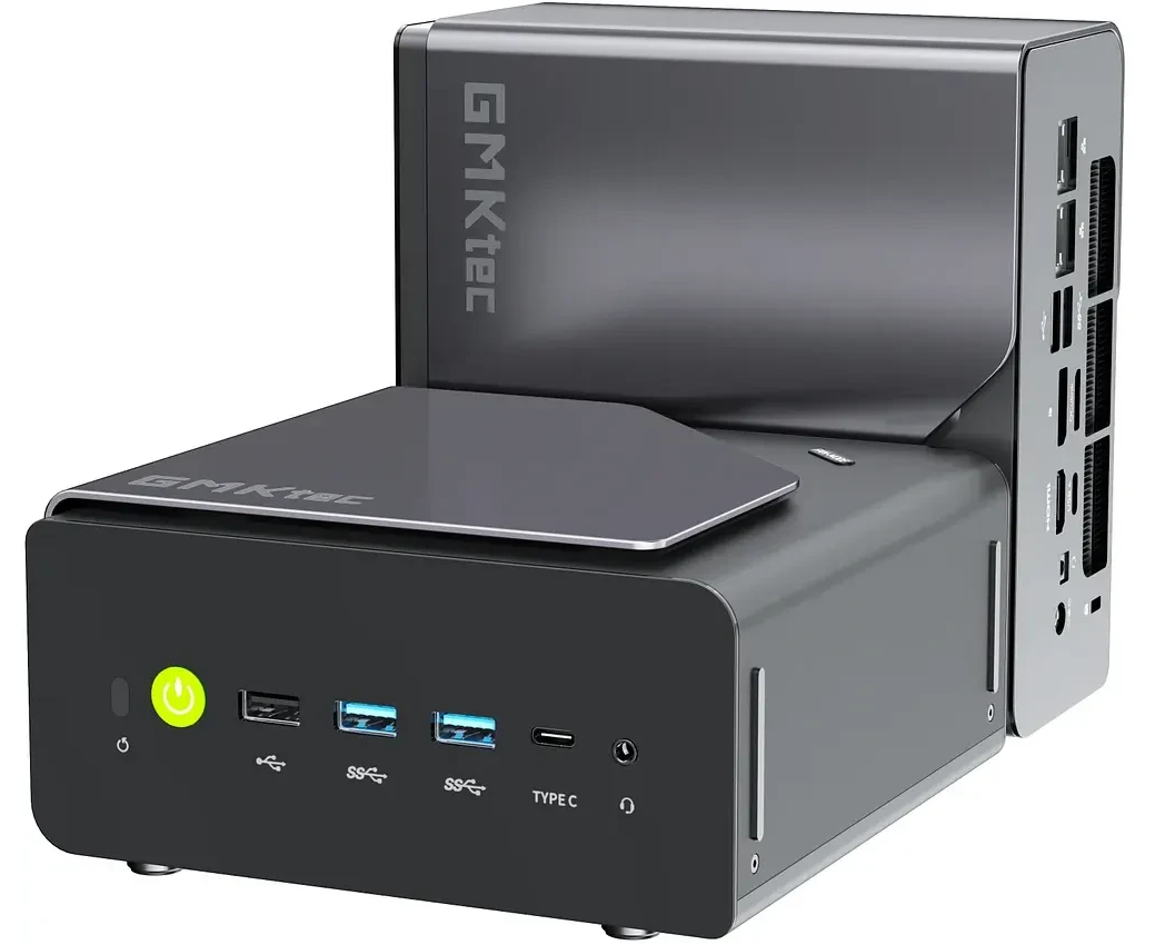 Неттоп GMKTEC Mini Nuc Box K12 (K12/H255/32 GB+1 TB) AMD Ryzen 7 H255, DDR5 32 ГБ, 1 ТБ(SSD), AMD Radeon 780 M, Windows 11 Pro, черный и серый