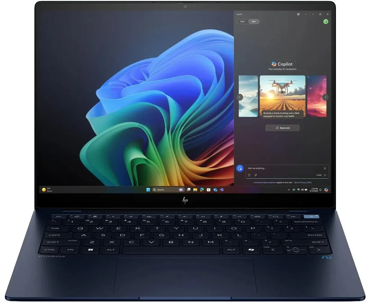 Ноутбук HP Elite Book Ultra G1q8 (9 M4 E6 AT) Snapdragon X Plus X1 P-42-100 16 Gb SSD512 Gb Intel Arc 14" 2.2 K (2240x1400) Wind 11 Pro 64 dk.blue Wi Fi BT Cam