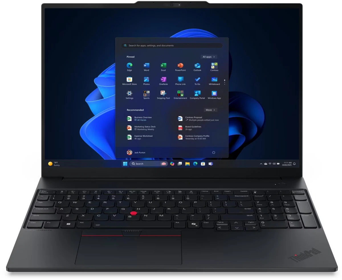 Ноутбук Think Pad E16 Gen 3 (22 B0 S03200) 16" WUXGA (1920x1200) IPS 300 N, Ultra 7 256 V, 16 GB Soldered LPDDR5 X-8533 (Mo P) 512 GB SSD M.2, Intel Arc 140 V
