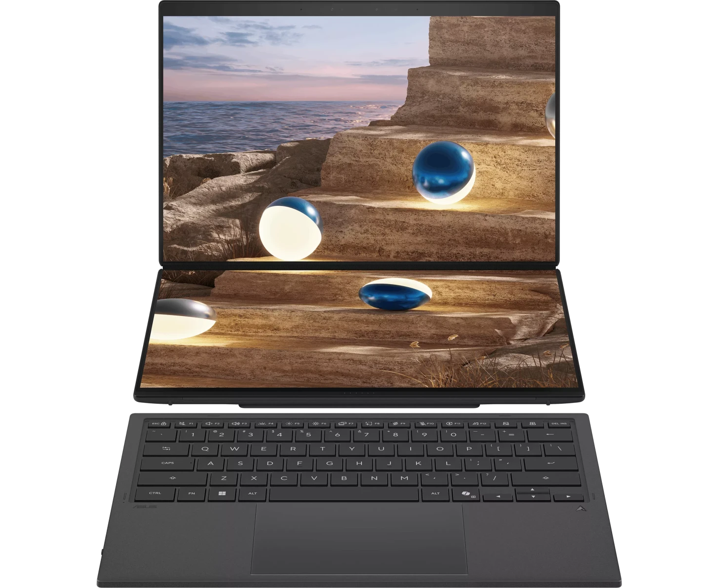 Ноутбук Asus Zen Book Duo UX8407 AA-SN279 X (90 NB16 V1-M00 F80-Win11 Pro) Core Ultra 9 386 H 32 Gb SSD1 Tb Intel Arc 14" OLED Touch 3 K (2880x1800) dk.grey