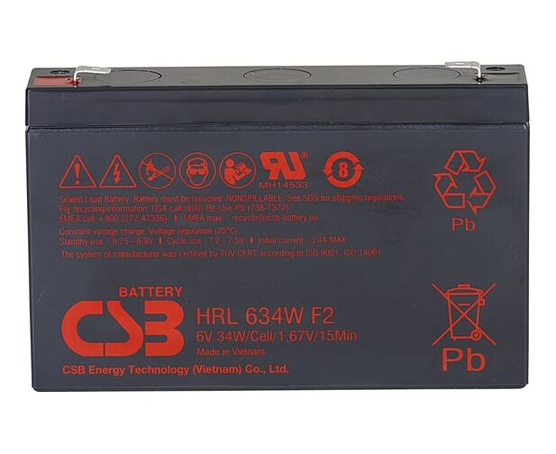 Батарея для ИБП CSB HRL634 W F2 FR 6 В 34 Ач