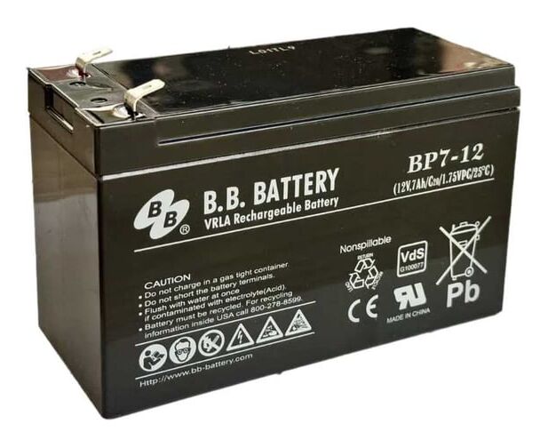 Аккумулятор 12 В 7,2 Ач BB Baterry BP 7-12, 2,54 kg, 151x65x98 mm