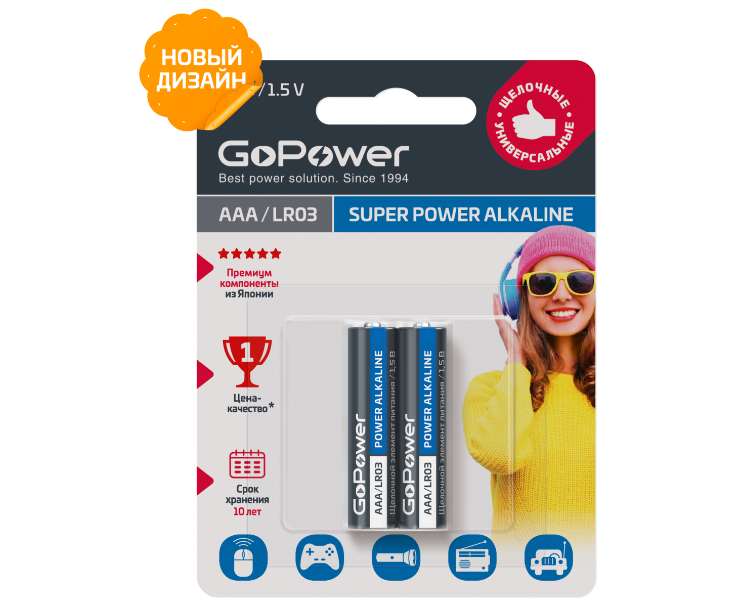 Батарейка Go Power LR03 AAA BL2 Alkaline 1.5 V (2/24/480)
