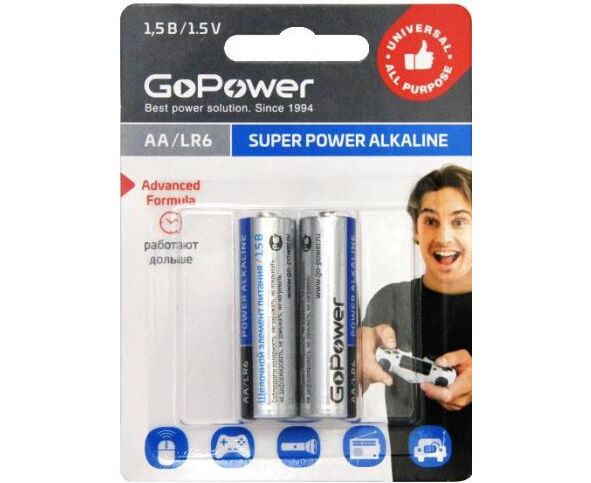 Батарейка Go Power LR6 AA BL2 Alkaline 1.5 V (2/24/480)