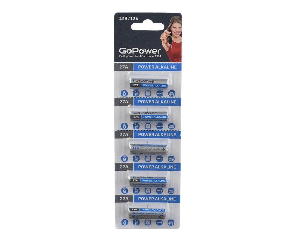 Батарейка Go Power LR27/A27/MN27 BL5 Alkaline 12 V (5/100/1000)