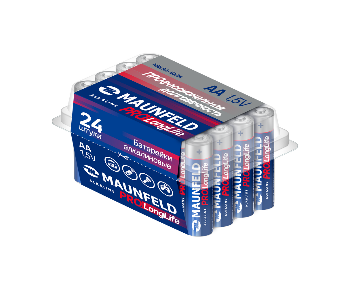Батарейки Maunfeld Pro Long Life Alkaline AA(LR6) MBLR6-BX24 бокс 24шт