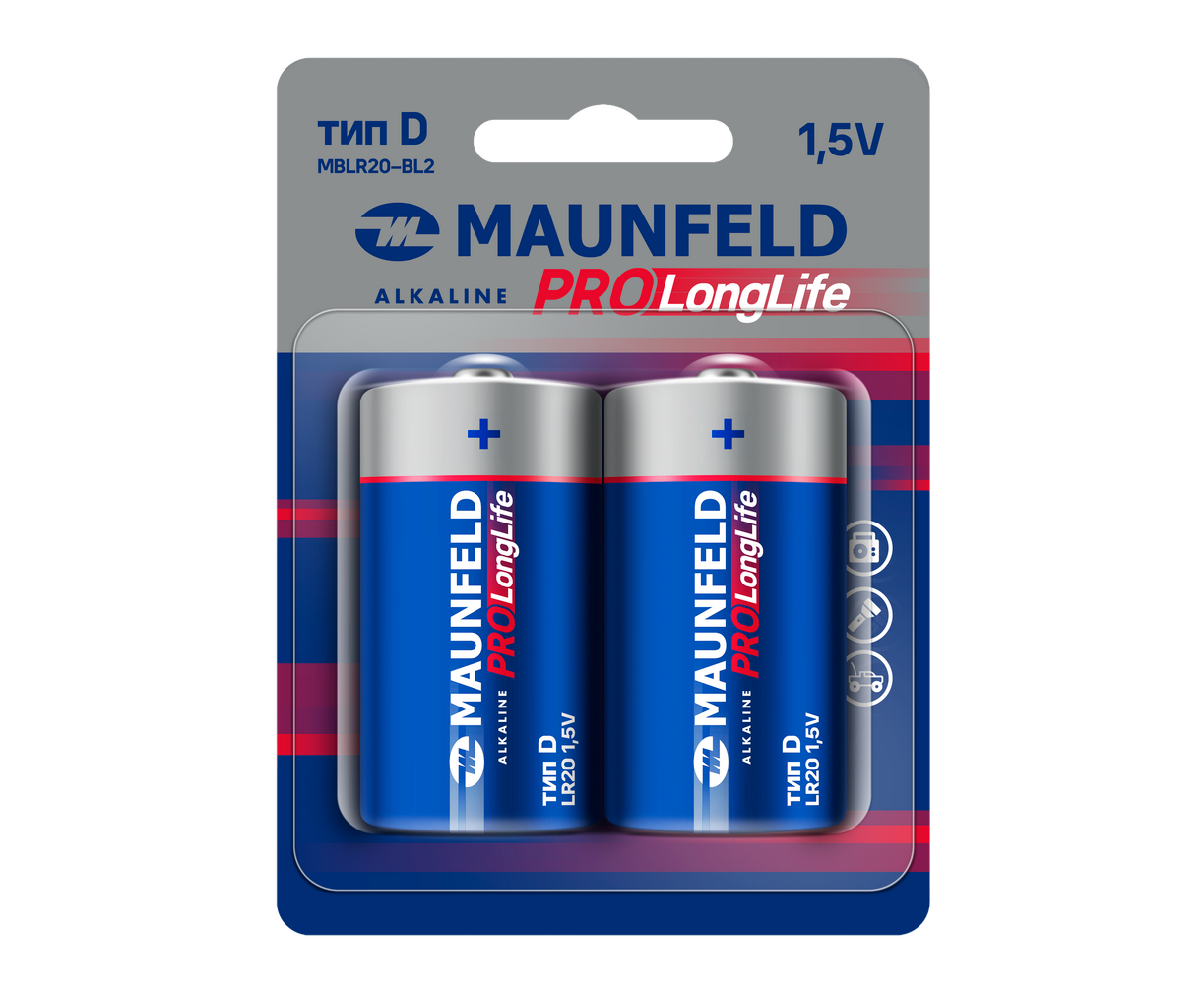 Батарейки Maunfeld Pro Long Life Alkaline D(LR20) MBLR20-BL2 блистер 2шт