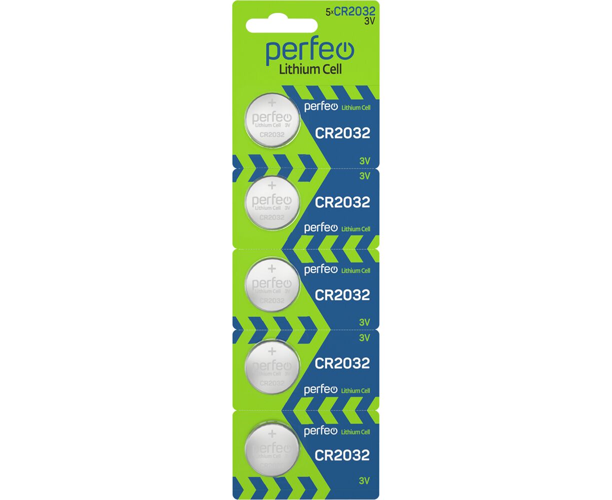 Батарейка Perfeo CR2032/5 BL Lithium Cell, (Арт. PF CR2032/5 BL)