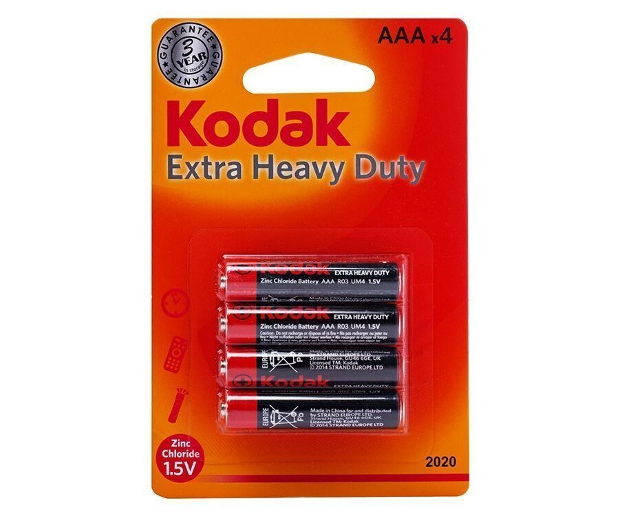 Батарейка AAA Kodak R03 Extra Heavy Duty (4-BL) (48/240) .. (17317)