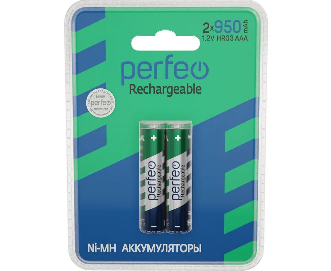 Аккумулятор Perfeo AAA950m Ah/2 BL Пластик, (Арт. PF AAA950/2 BL PL)