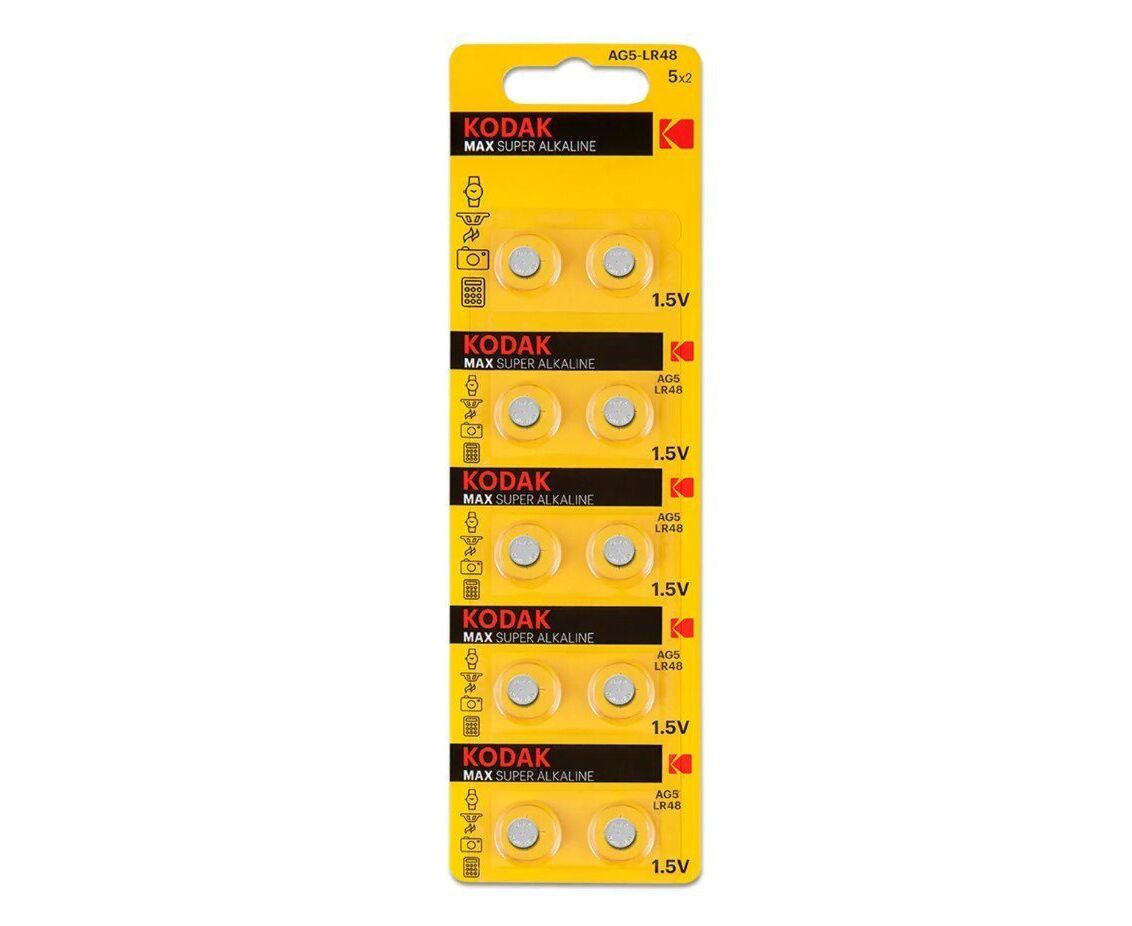 Элемент марганцево-щелочный Kodak AG5 (393, LR754, LR48) (10-BL) (10/1000) (211822)
