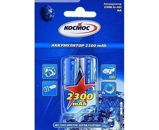 Аккумулятор AA Космос HR6 (2-BL) Ni-MH 2300 m Ah (24/288) (10249)