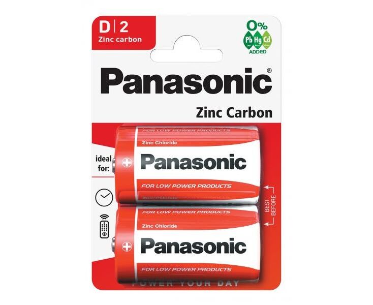 Элемент питания PANASONIC R20 Zinc Carbon (2 бл) (24/120)