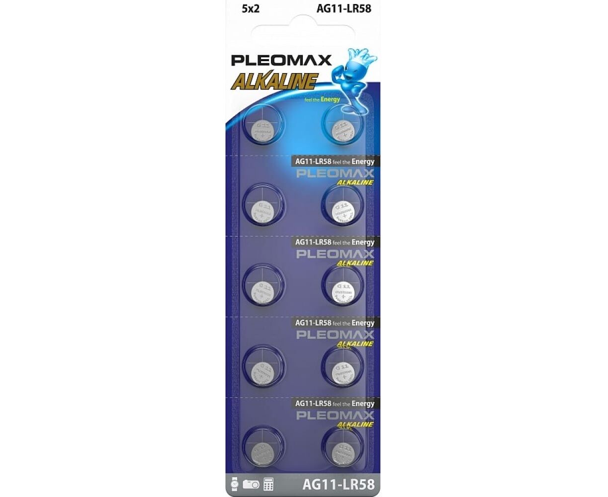 Элемент питания SAMSUNG PLEOMAX AG11 (361) LR721, LR58 Button Cell (10/100/1000/98000)