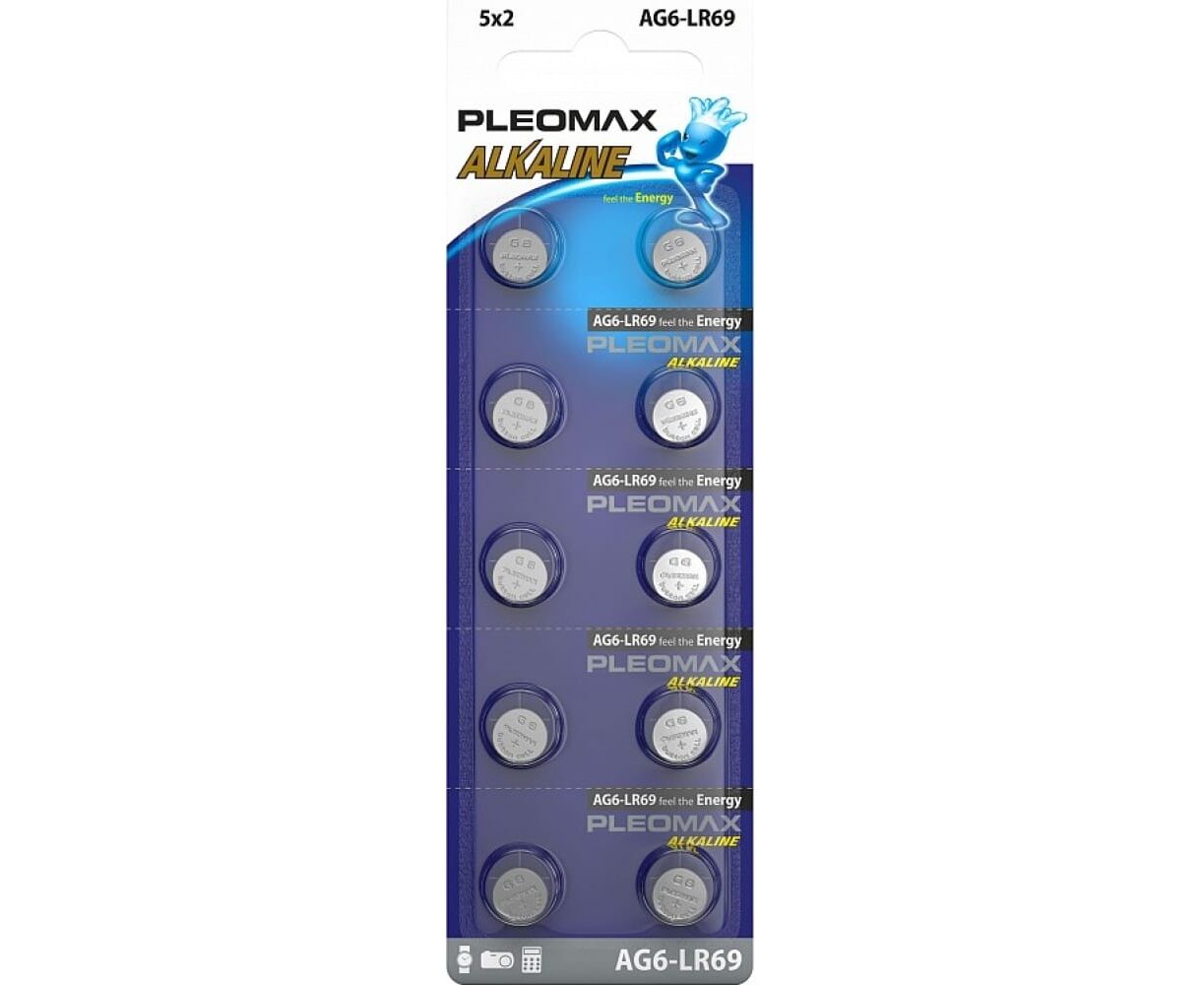 Элемент питания SAMSUNG PLEOMAX AG6 (370) LR920, LR69 Button Cell (10/100/1000/98000)
