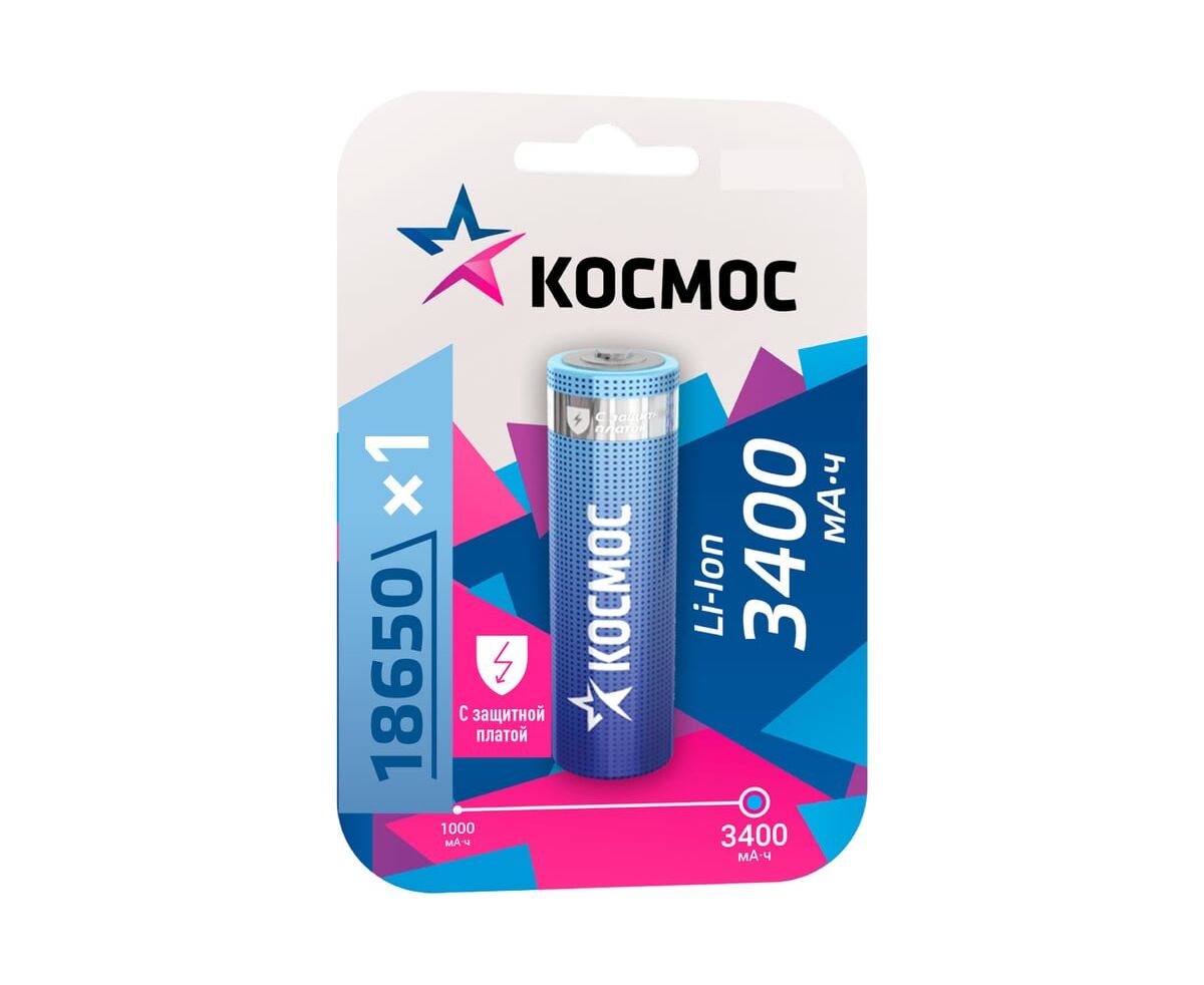 Аккумулятор Космос 18650 Li-ion 3400m Ah KOC18650 Li-ion34 PBL1