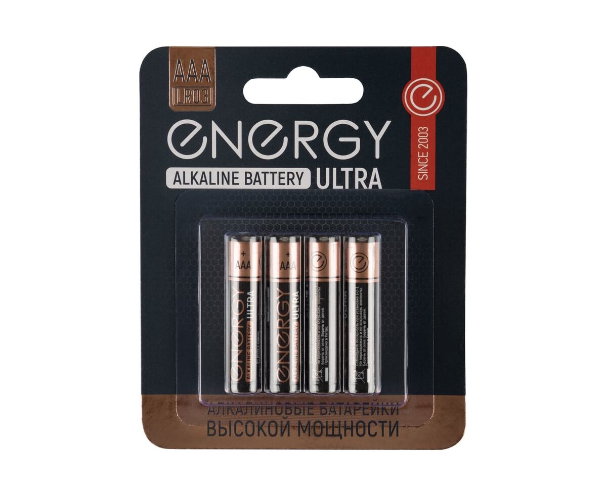 Батарейка алкалиновая Energy Ultra LR03/4 B (АAА)