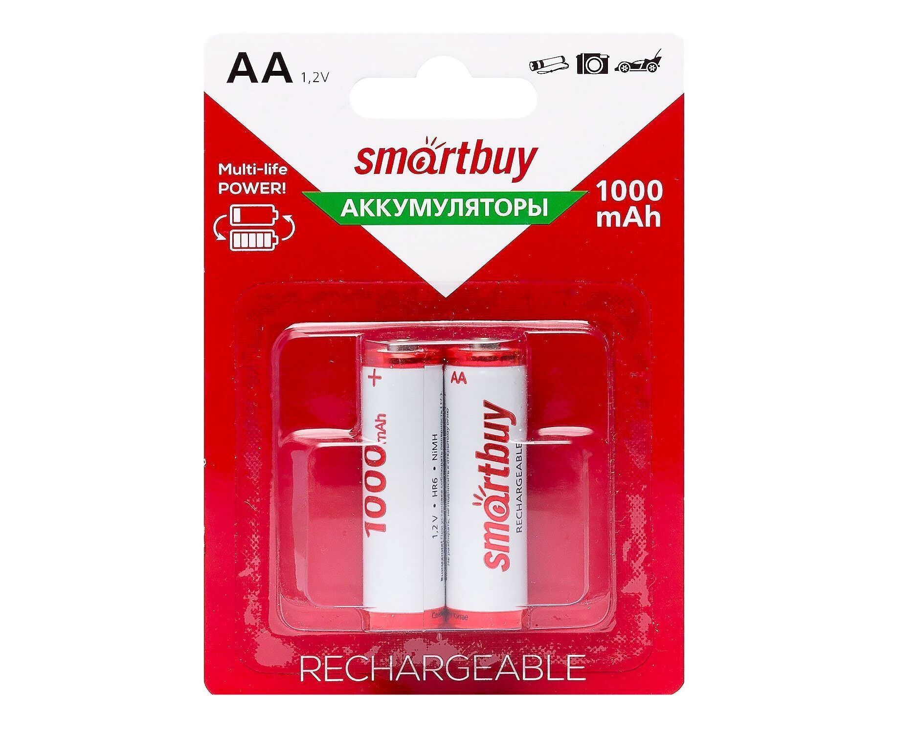 Аккумулятор AA Smart Buy Ni-MH (1000 m Ah) (2-BL) (24/240) (115816)
