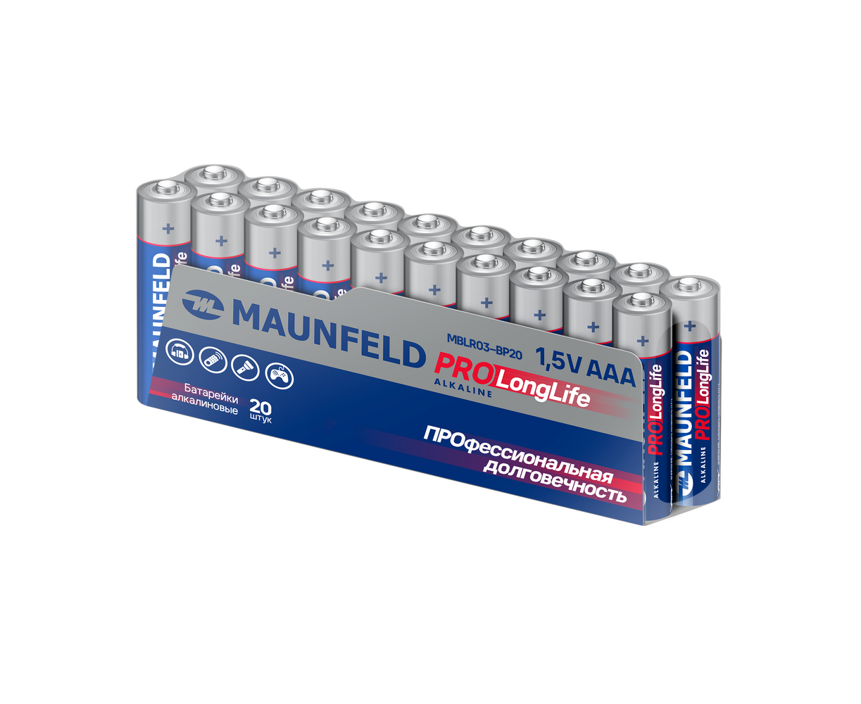 Батарейки Maunfeld Pro Long Life Alkaline ААА(LR03) MBLR03-PB20 уп 20шт