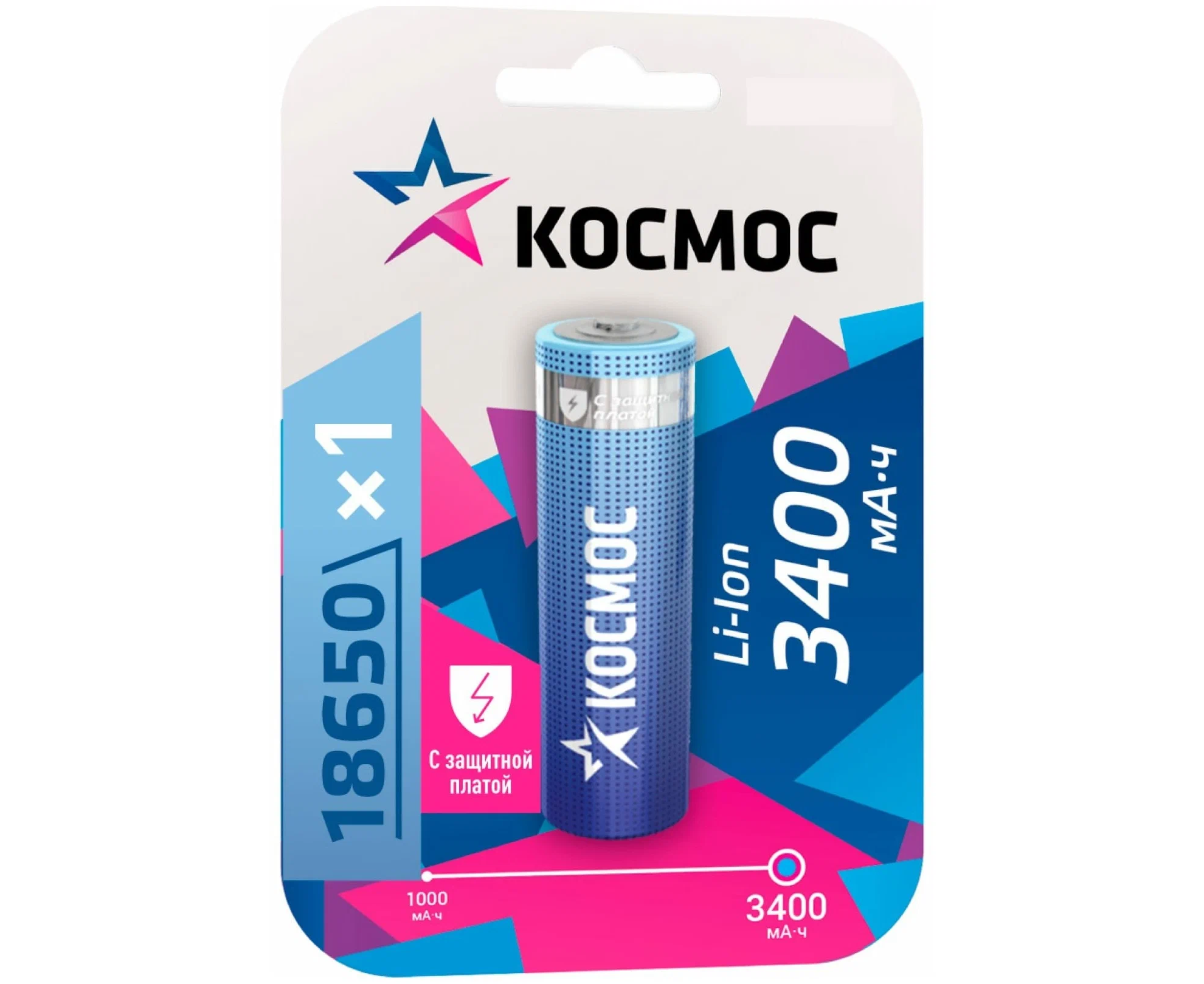 Аккумулятор Космос 18650 Li-ion 3400m Ah KOC18650 Li-ion34 UBL1