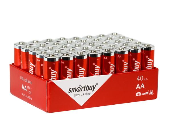 Батарейка Smartbuy LR06, AA, щелочная (SBBA-2 A40 S) коробка 40 шт