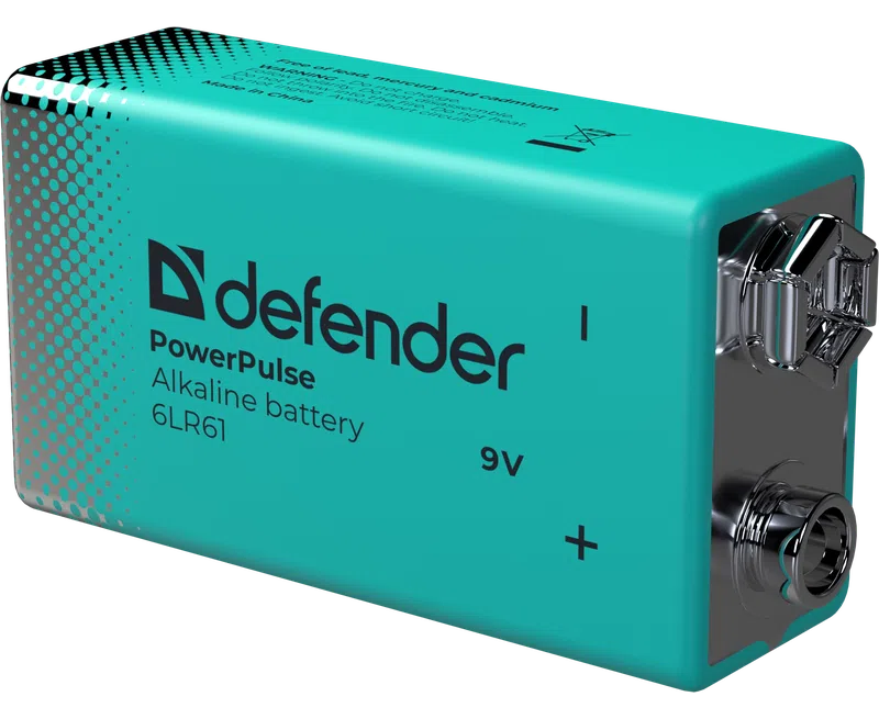 Батарейка алкалиновая DEFENDER 6 LR61-1 BL 9 V, блистер, 1 шт., Power Pulse