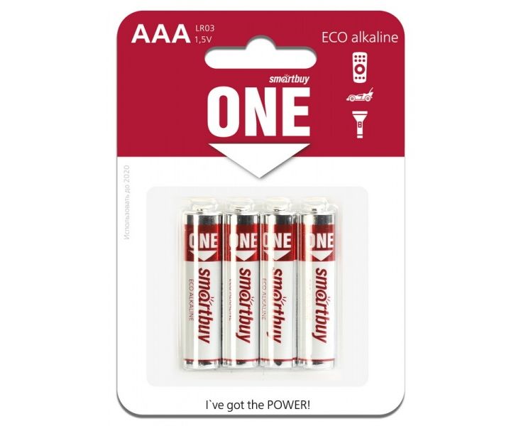 Батарейка Smartbuy LR03, AAA, Eco, щелочная (SOBA-3 A04 B-Eco) блистер 4 шт