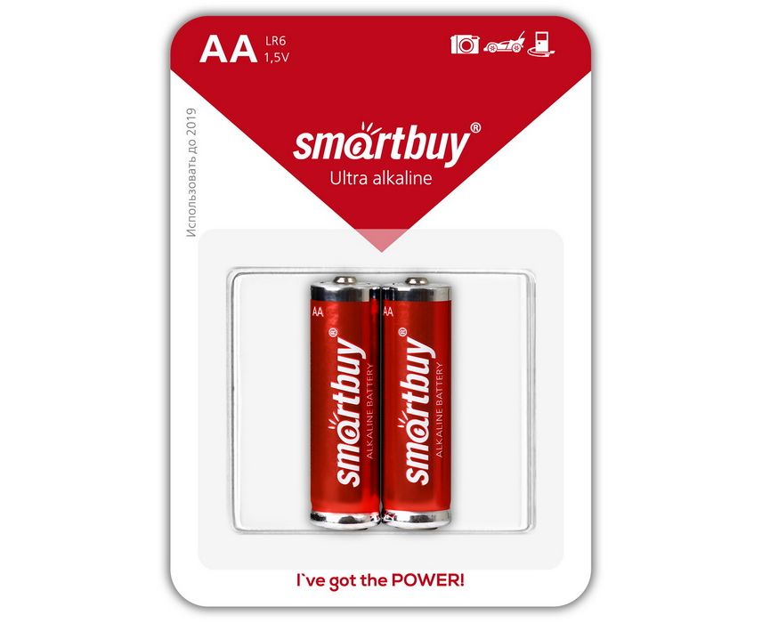 Батарейка Smartbuy LR06, AA, щелочная (SBBA-2 A02 B) блистер 2 шт