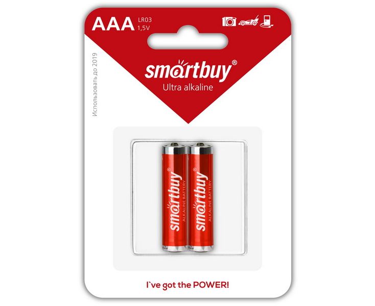 Батарейка Smartbuy LR03, AAA, щелочная (SBBA-3 A02 B) блистер 2 шт