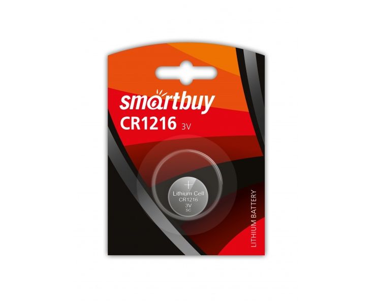 Батарейка Smartbuy CR1216, 1216, SBBL-1216-1 B, литиевая (SBBL-1216-1 B) блистер 1 шт
