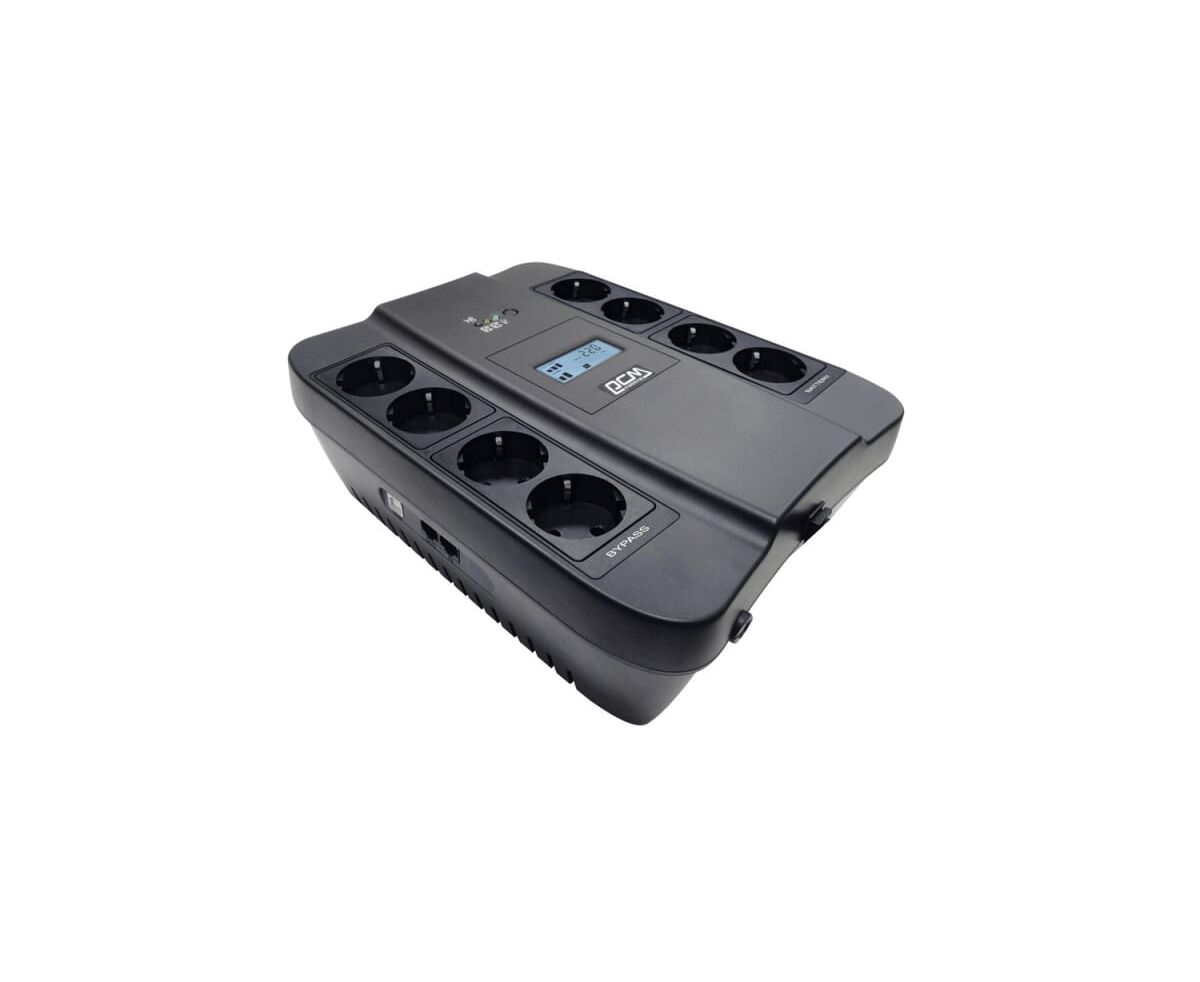 ИБП Powercom Back-UPS Spider SPD-900 U LCD USB, Line-Interactive, LCD, AVR, 900 VA/540 W, Schuko, USB, black (1456263)