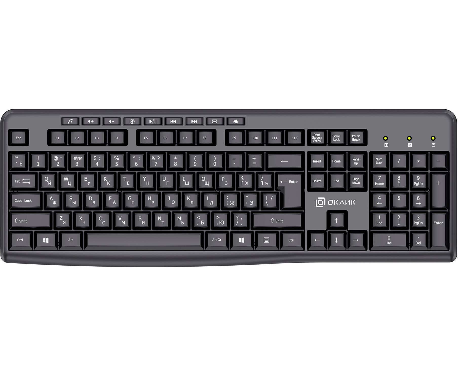 Беспроводная клавиатура OKLICK K225 W (1875232) черный USB Multimedia