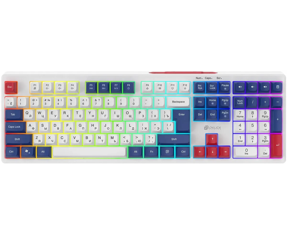 Клавиатура OKLICK 725 G белый/красный