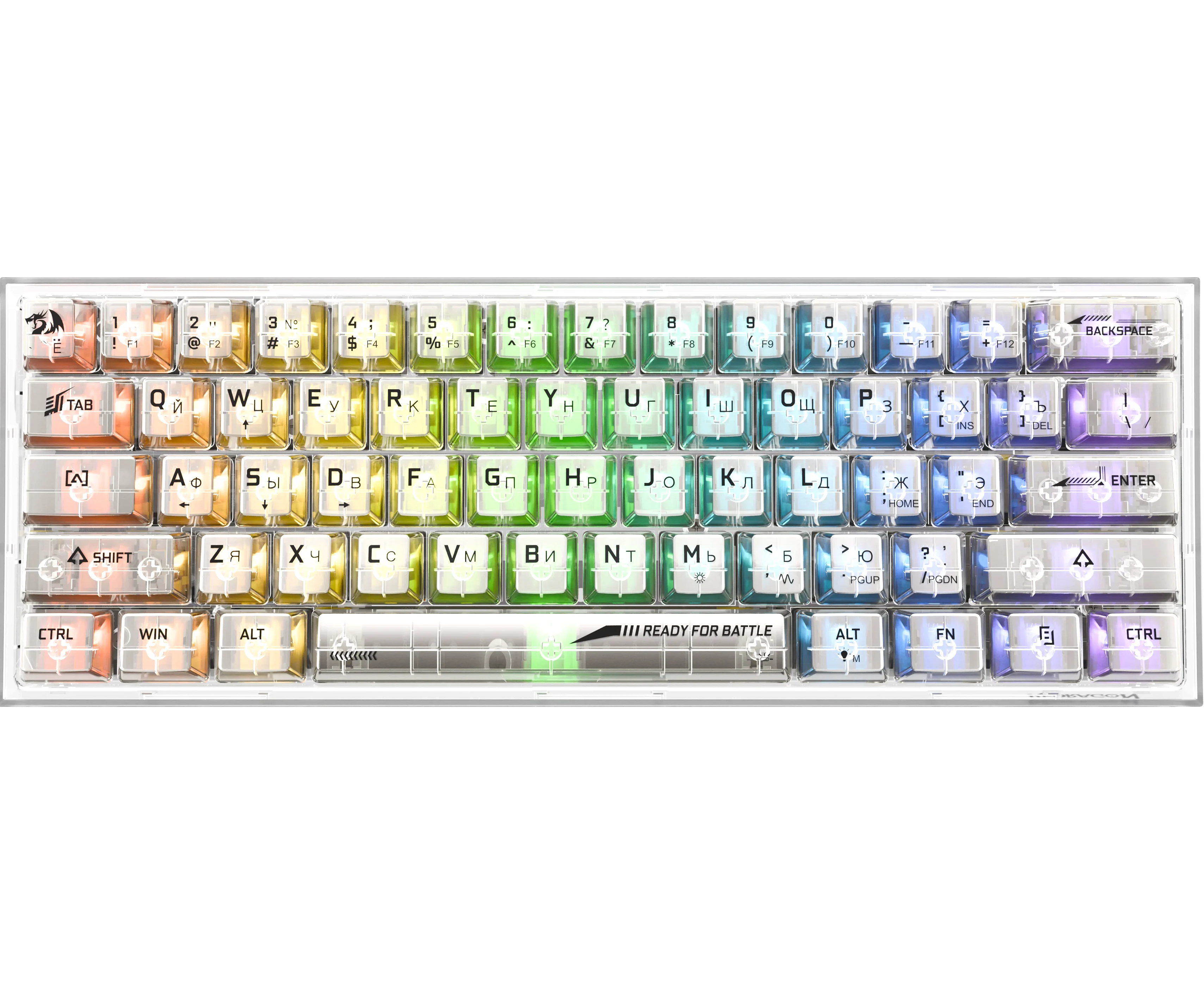 Клавиатура REDRAGON Fizz RGB прозрачный белый, механическая (71736)