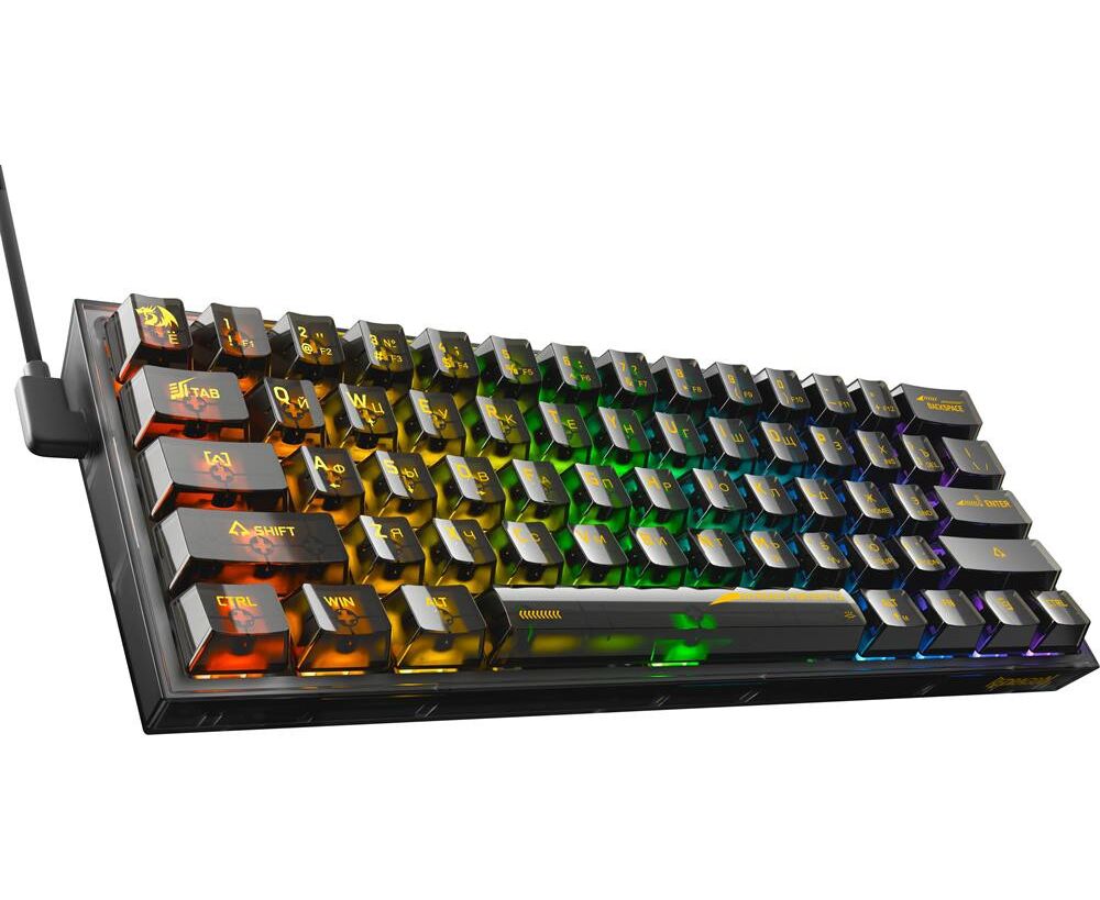 Клавиатура Redragon Fizz, RGB, прозрачный черный (71737)