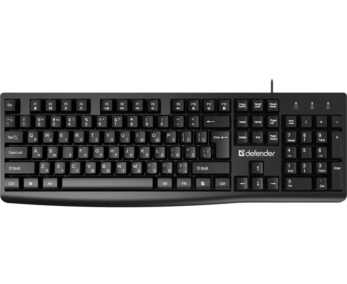 Клавиатура DEFENDER Navigator HB-138 RU, черн,104 кнопки+FN,1.8м (45138)