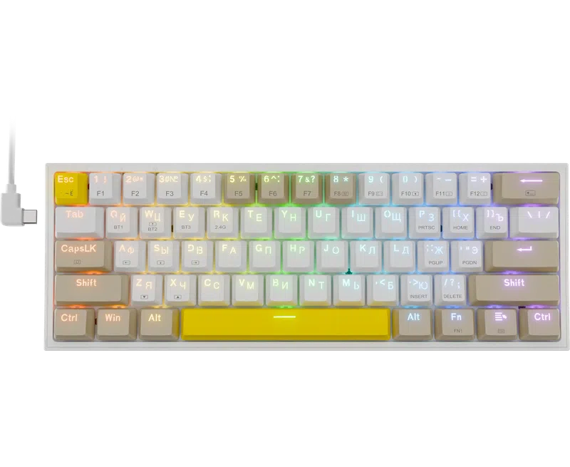 Клавиатура Redragon Fizz Pro, RGB, maple switches желтый/серый (72598)