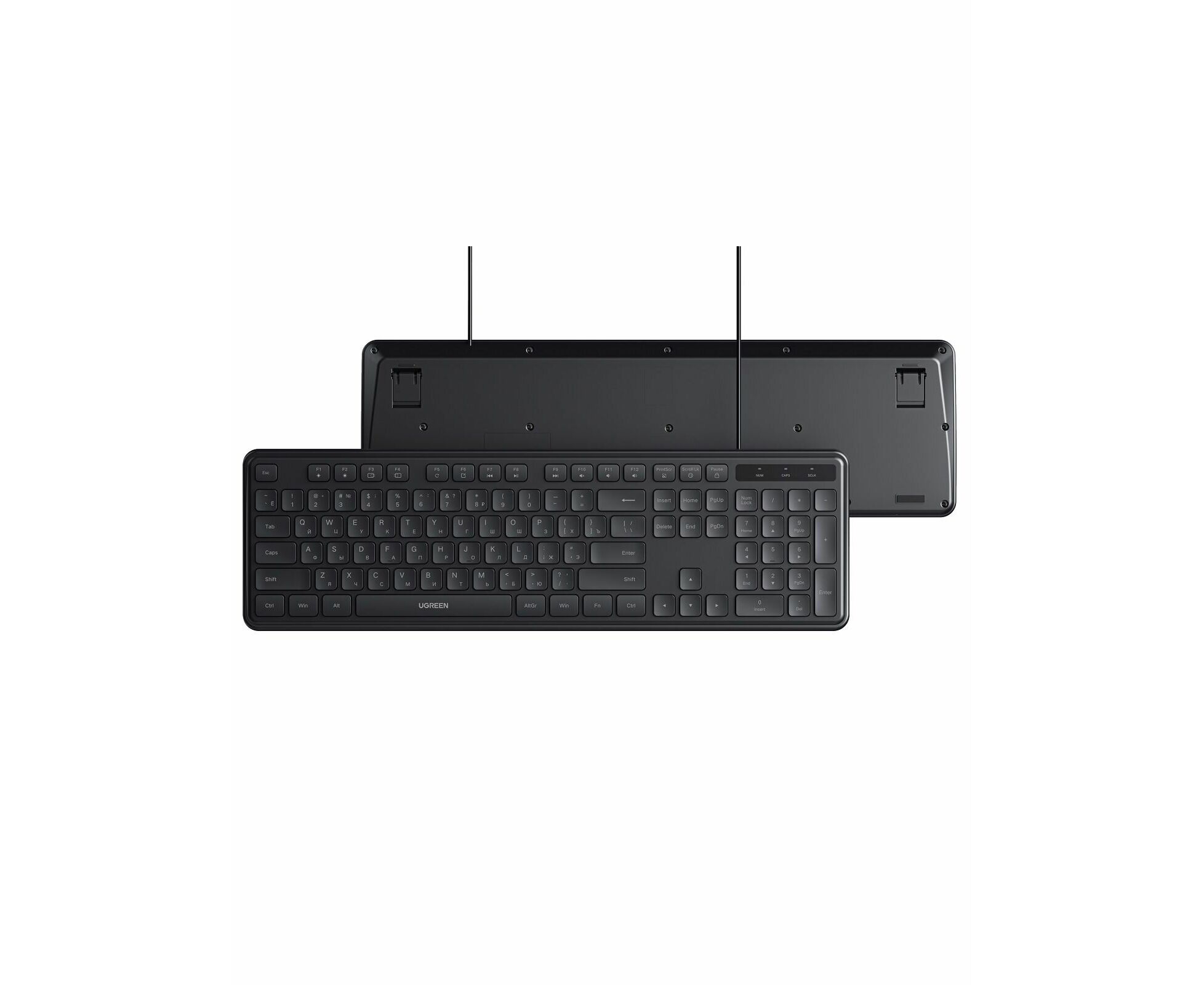 Клавиатура UGREEN K331 (55657) USB Wired Keyboard RU Black