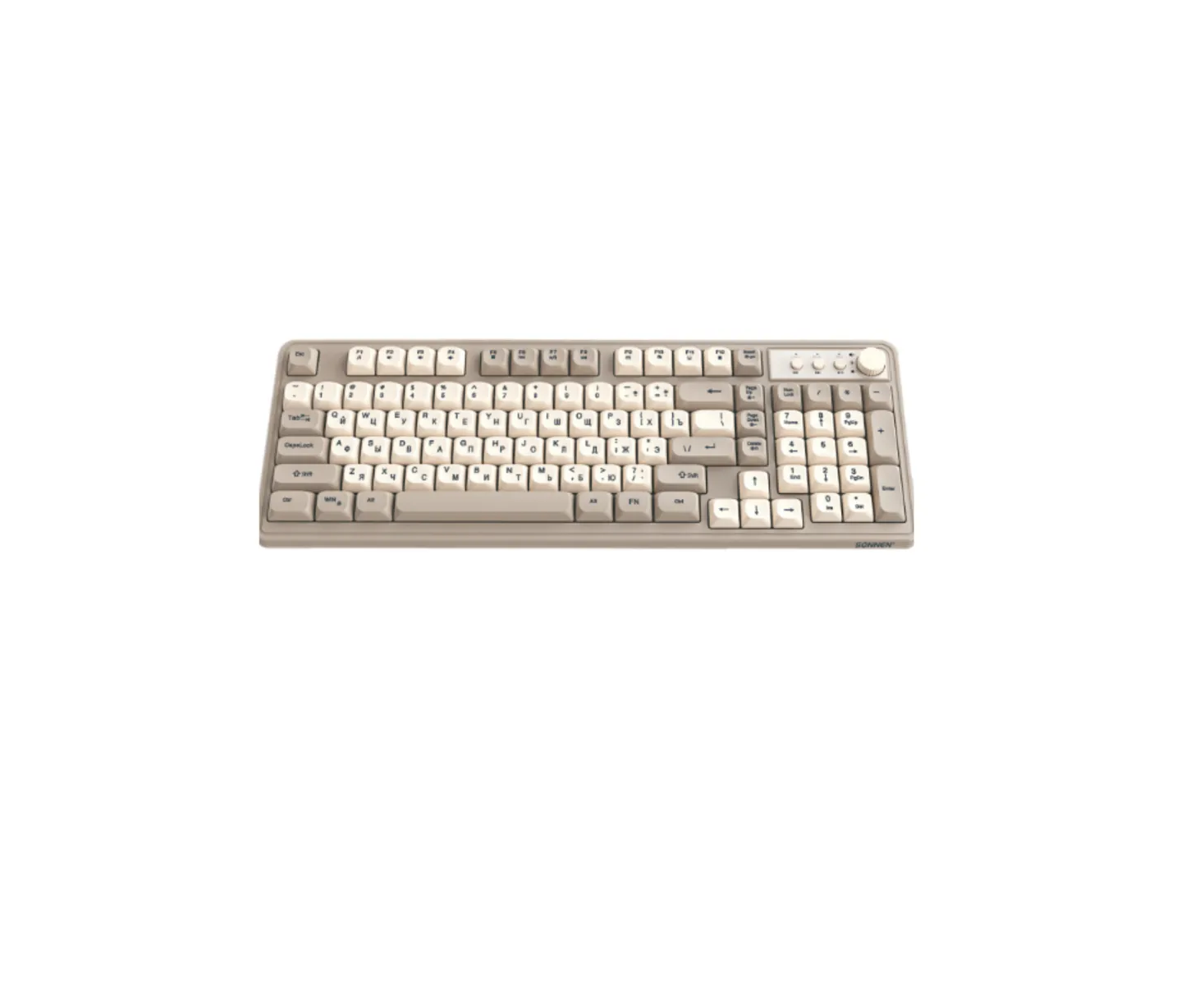 Клавиатура проводная SONNEN K620 (513950) USB, 102+98 клавиш, LED-подсветка слоновая кость/серая