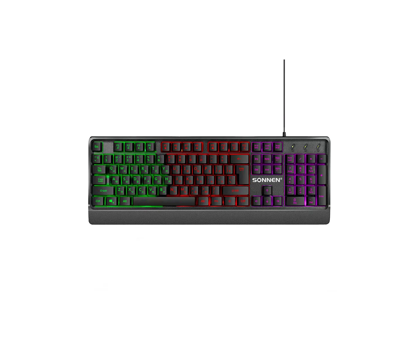 Клавиатура проводная SONNEN K305 (513948) USB, 104 клавиши, LED-подсветка черная
