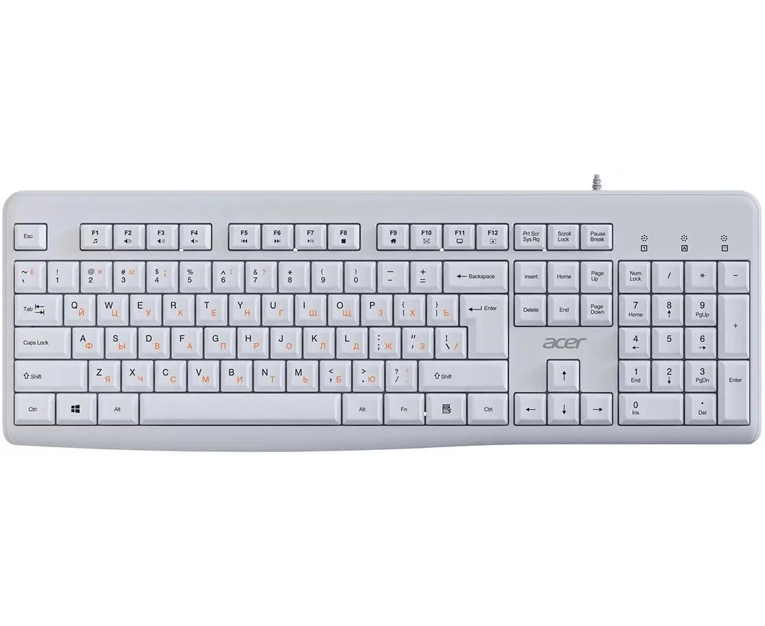 Клавиатура Acer OKW500 (ZL.KBDEE.01 S) белый USB Multimedia кабель 1.8м