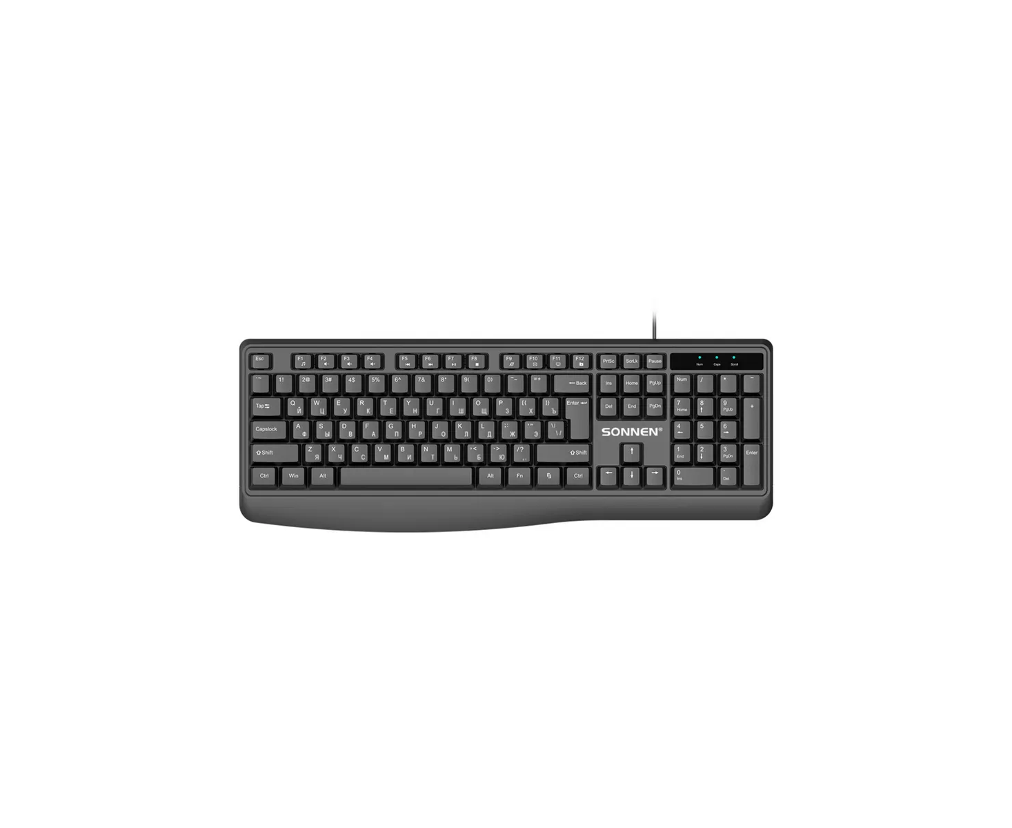 Клавиатура проводная SONNEN JK-205 (513949) бесшумная USB, 104 клавиши черная