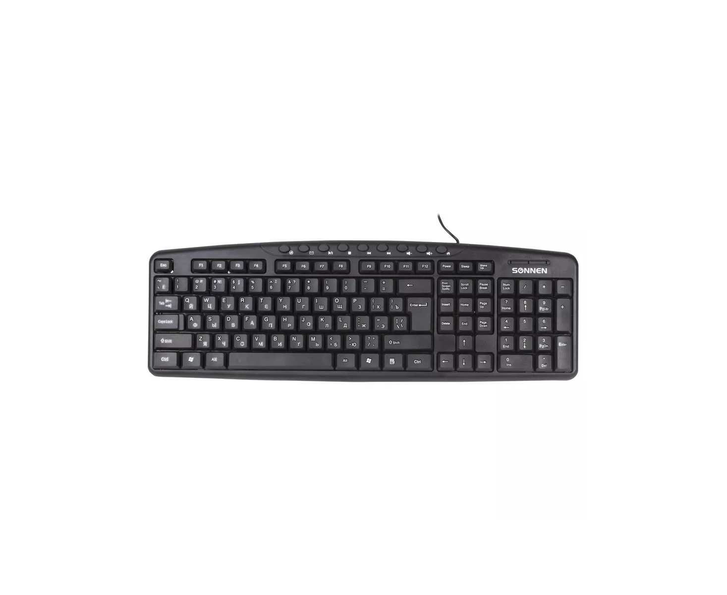 Клавиатура проводная SONNEN KB-8137 (512652) USB, 104 клавиши + 9 дополнительных, мультимедийная, черная
