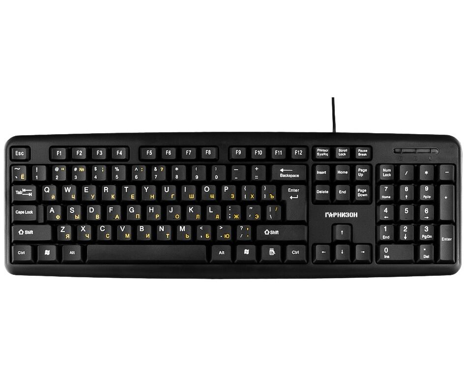 Клавиатура Гарнизон GK-100 L, USB, 1.8м черный