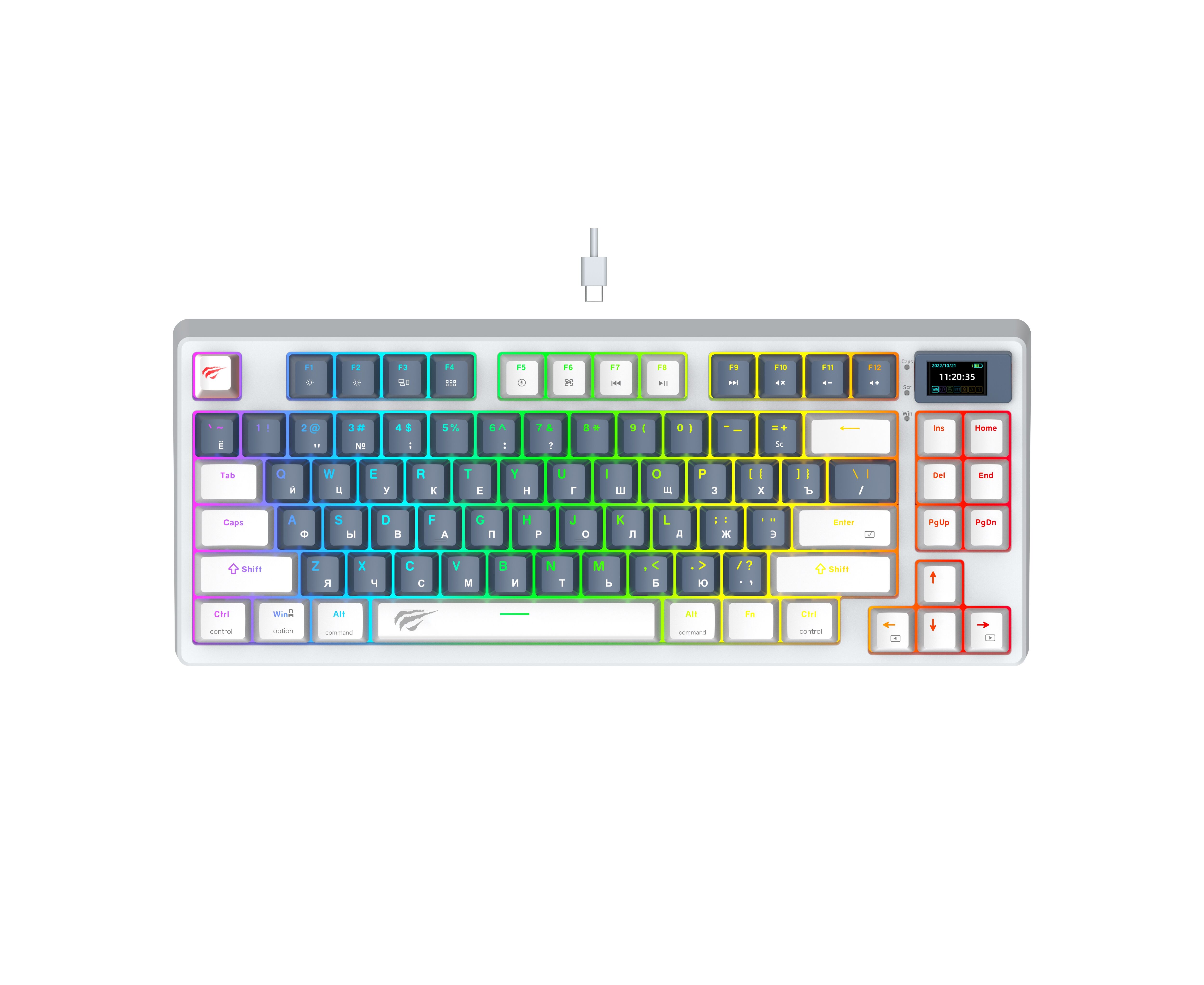 Клавиатура механическая игровая Havit с RGB подсветкой KB884 L-RU белый; синий