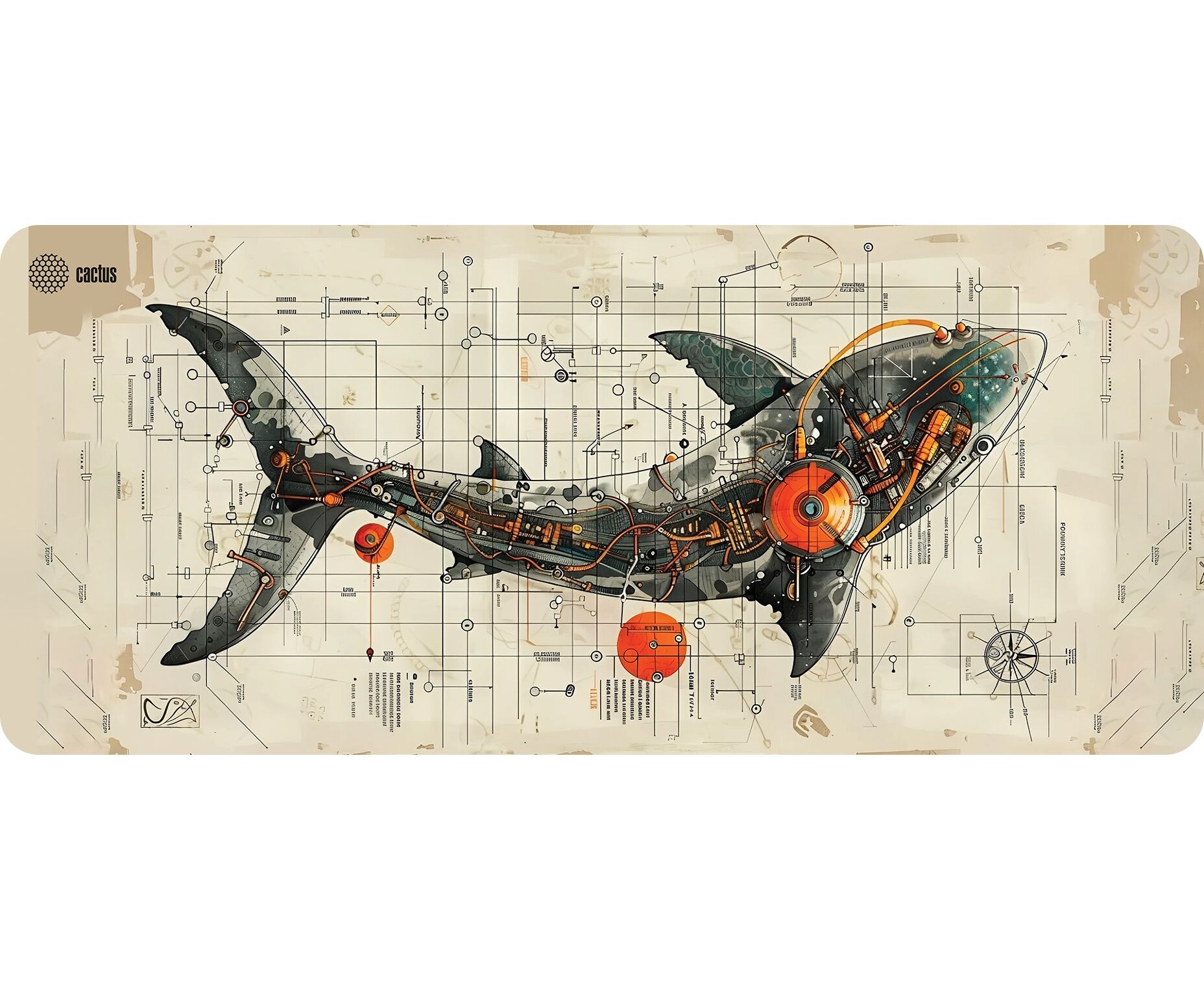 Коврик для мыши Cactus Shark CS-MP-COR03 XXL 900x400x4мм